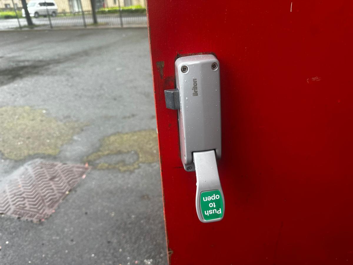 Panic / push-bar exit hardware fitted
